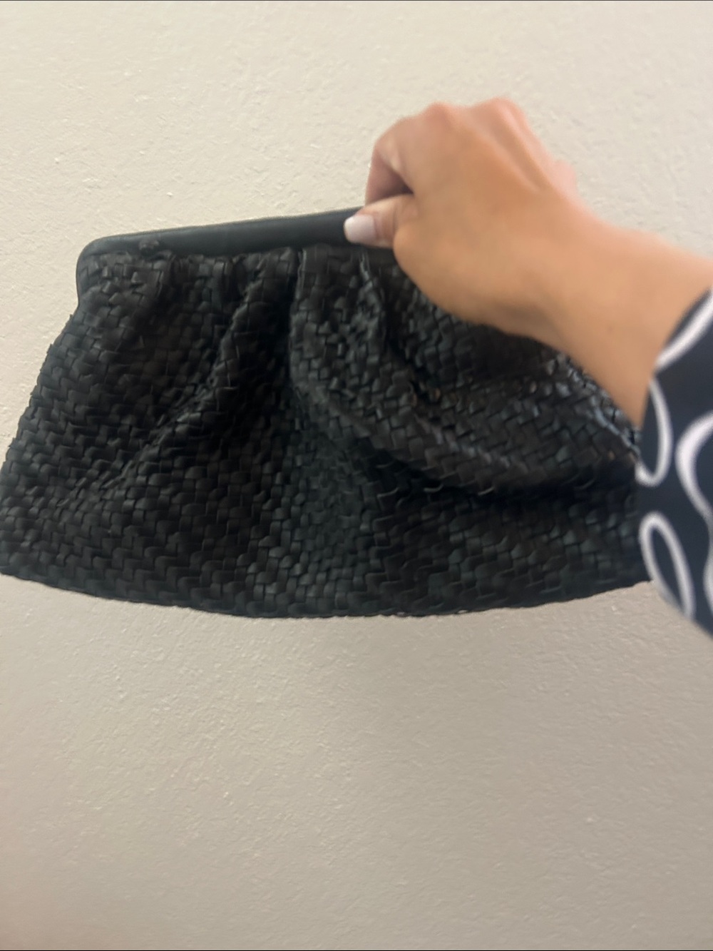 Black Woven Clutch Handbag